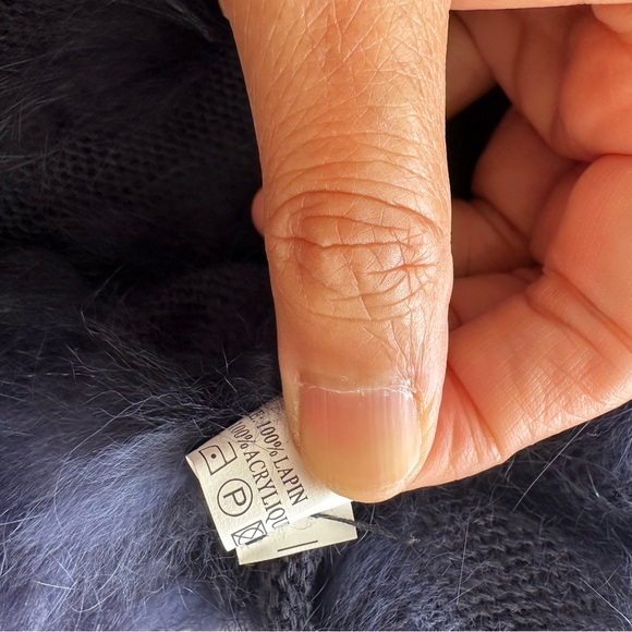 100% LAPIN RABBIT FUR NAVY BLUE Shawl! Great Condition! Super Soft & Lightweight - Picture 10 of 10